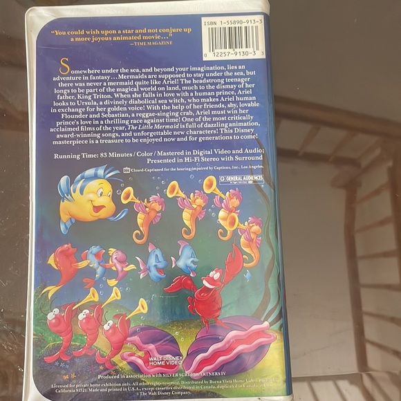 1st Label BANNED Cover 1989 Disney The Little Mermaid VHS Black Diamond Series - Picture 5 of 5